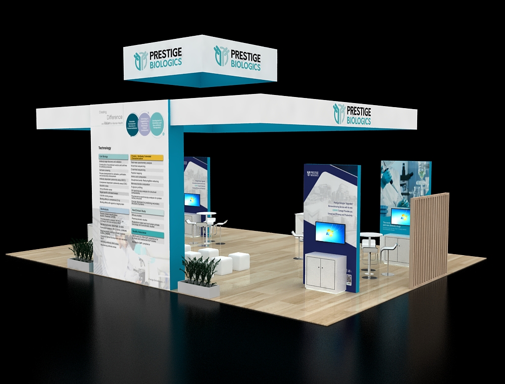 Custom booth with unique lighting elements