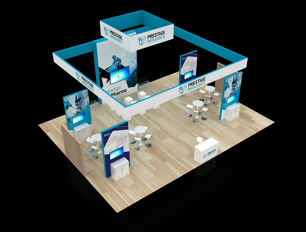 Custom booth with unique lighting elements