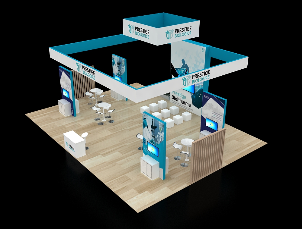 Custom booth with unique lighting elements