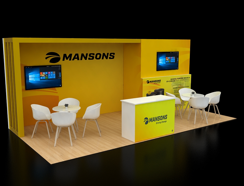 10x20 trade show booth with lighting and signage