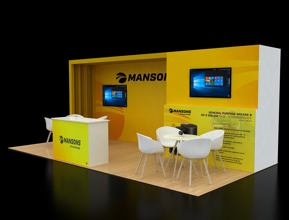10x20 trade show booth with lighting and signage