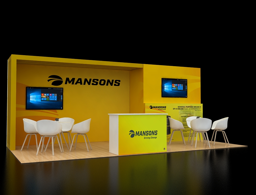 10x20 trade show booth with lighting and signage