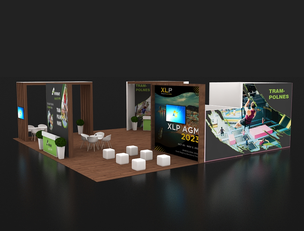 Exhibit 40x40 with LED header and counters