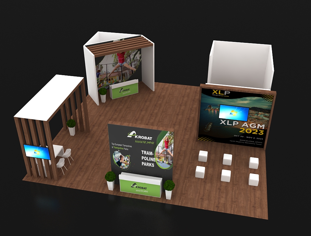 Exhibit 40x40 with LED header and counters