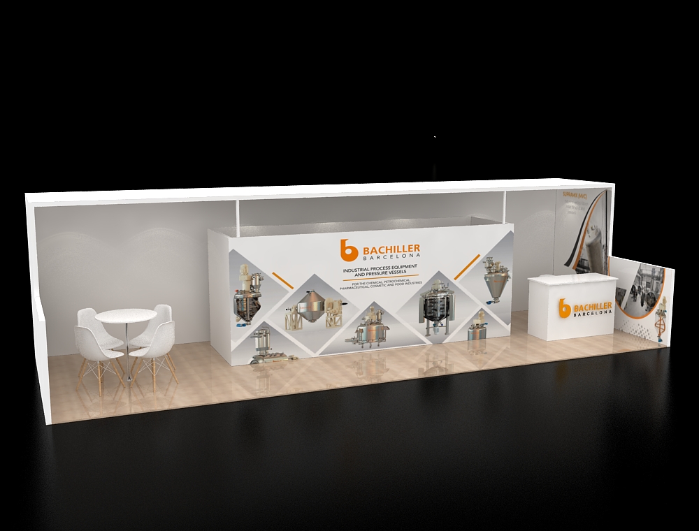 10x30 exhibit booth with modular counters