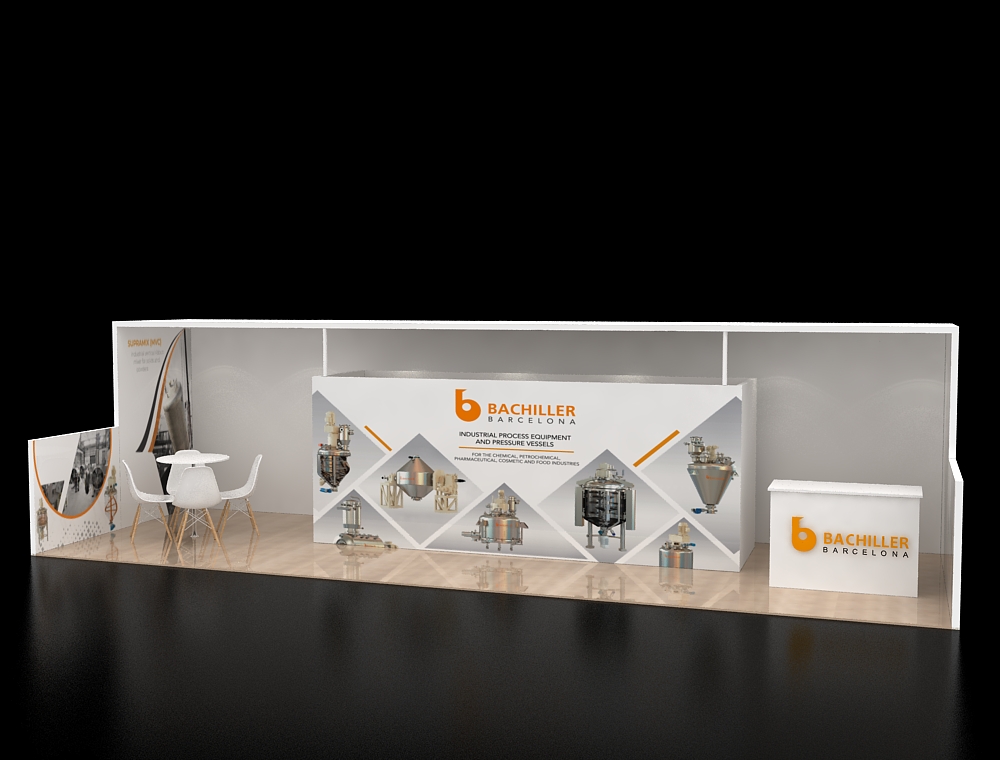 10x30 exhibit booth with modular counters