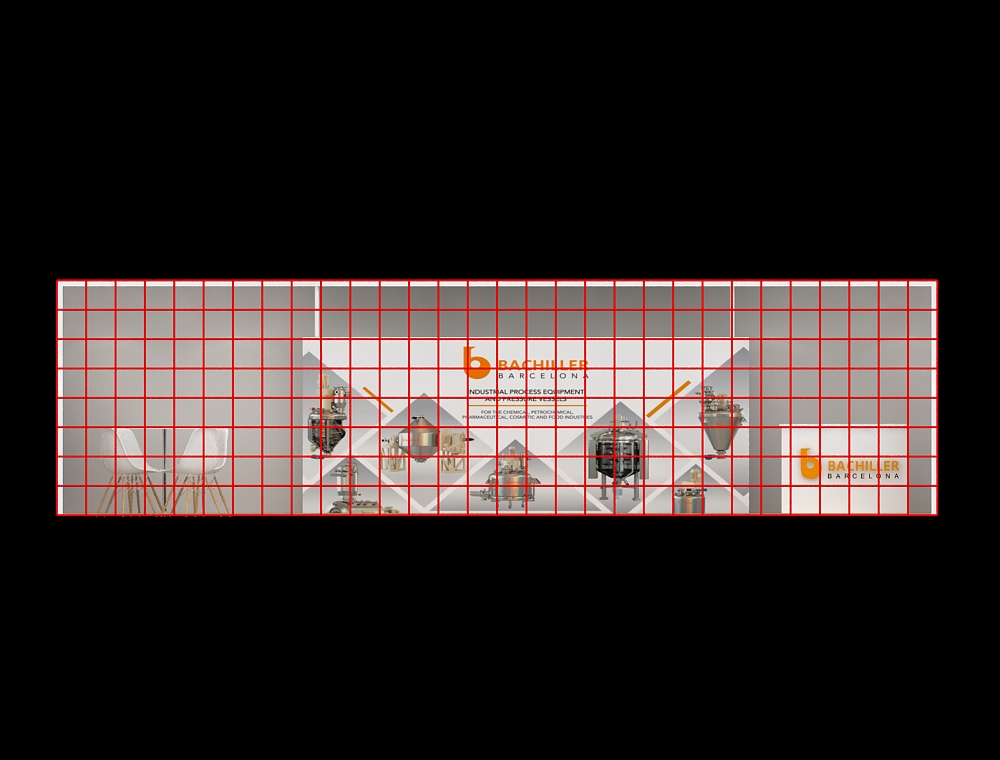 10x30 exhibit booth with modular counters