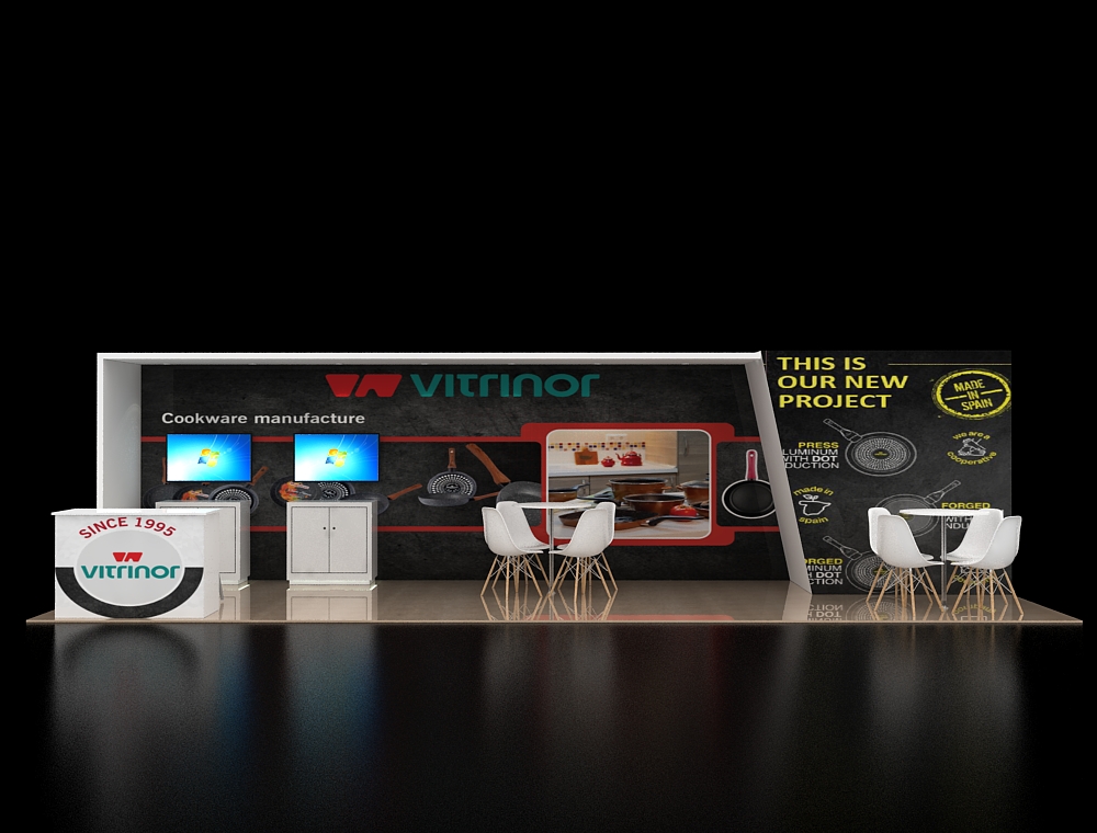 10x30 trade booth with wide product displays