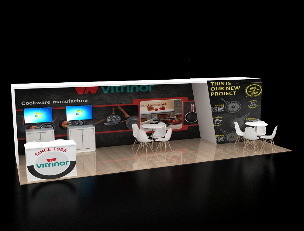 10x30 trade booth with wide product displays