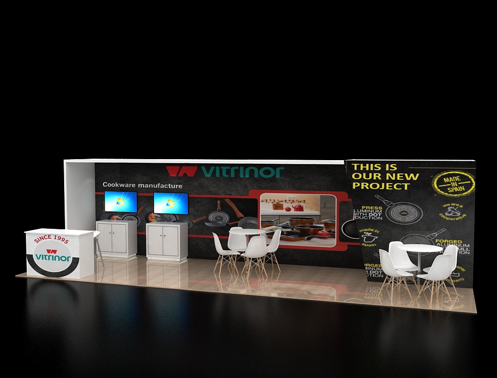 10x30 trade booth with wide product displays