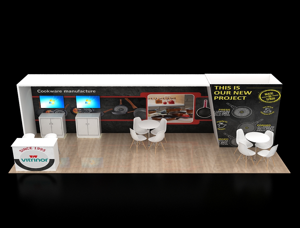 10x30 trade booth with wide product displays