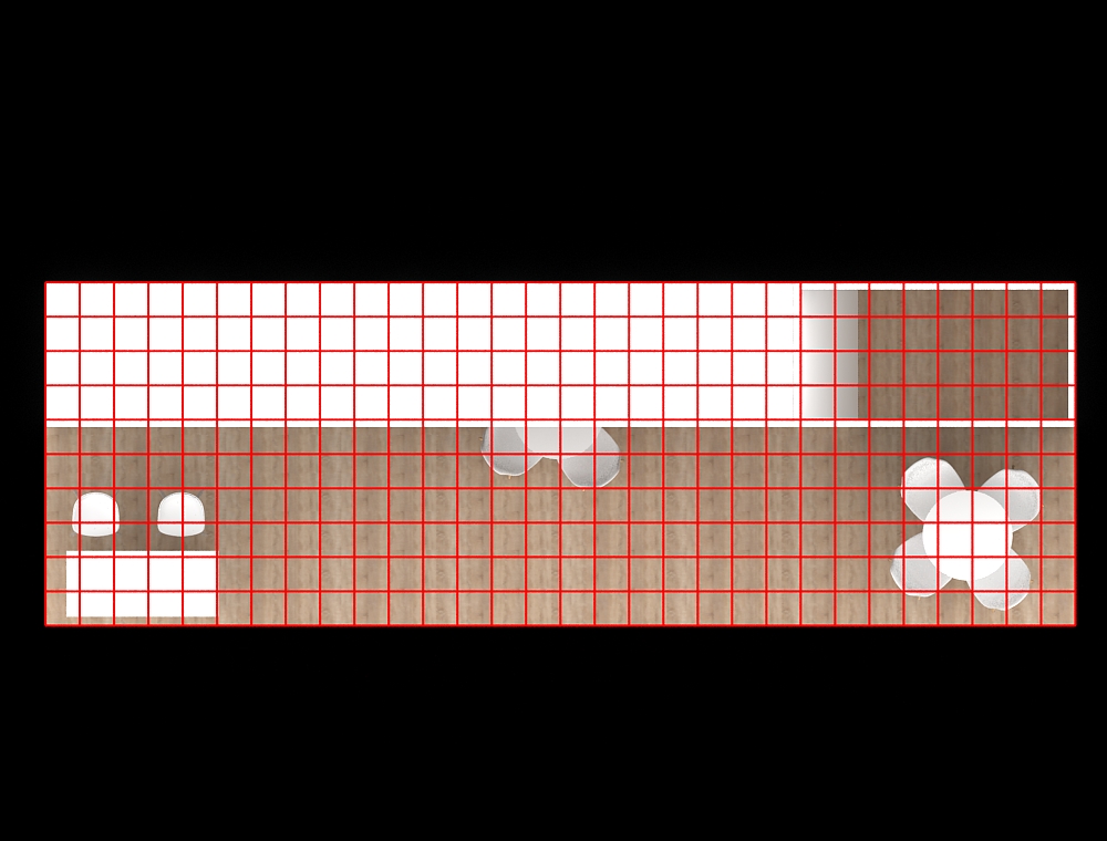 10x30 trade booth with wide product displays