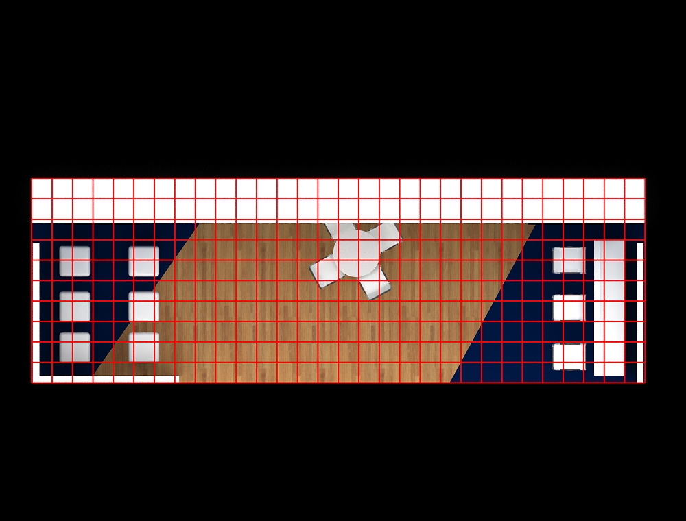 Exhibit stand 10x30 with high fabric tower