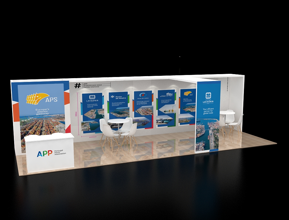 10x30 booth with bold wall graphics and counter