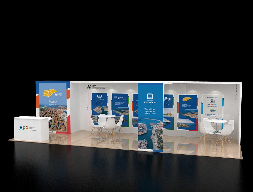 10x30 booth with bold wall graphics and counter