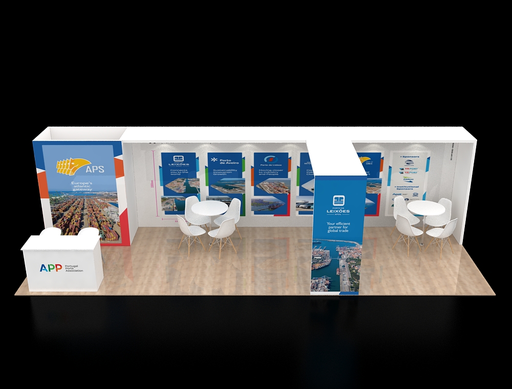 10x30 booth with bold wall graphics and counter