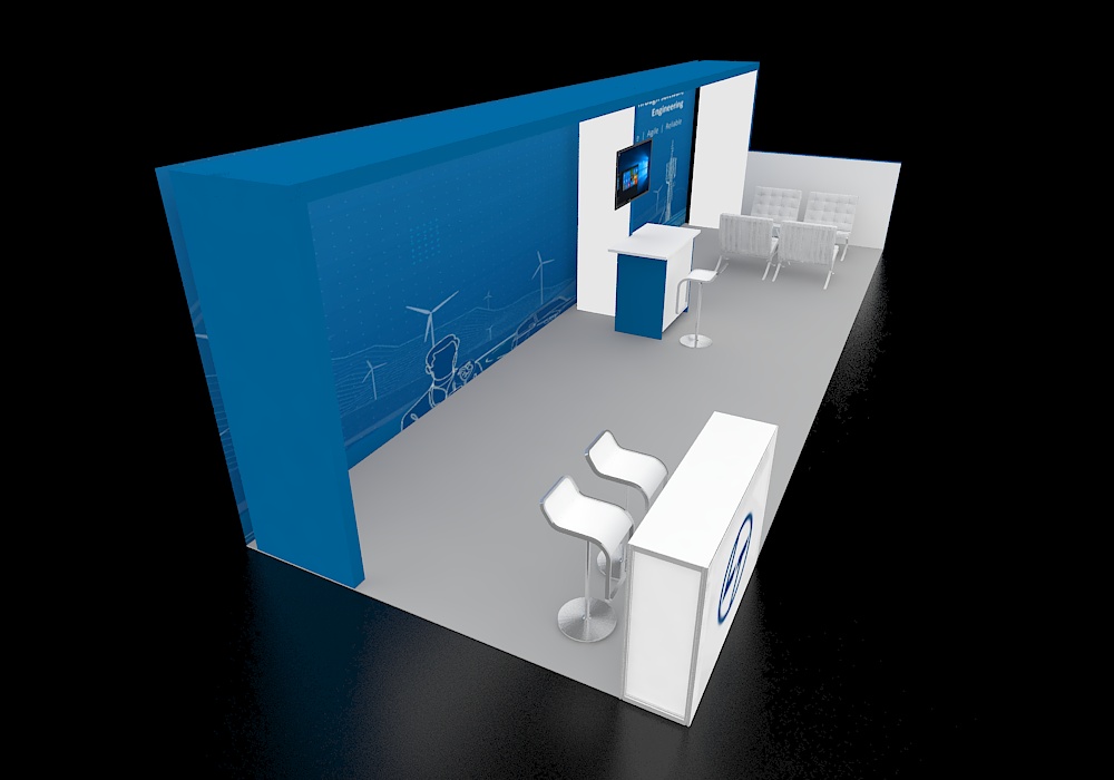 10x30 display with product racks and signage