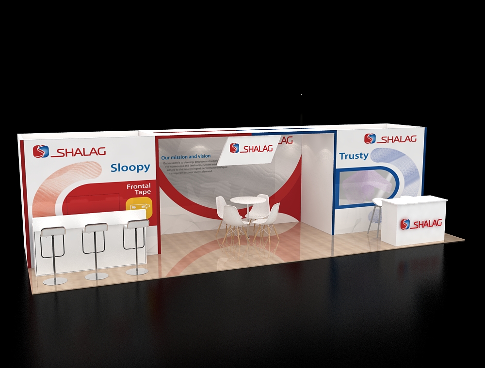 Trade fair booth 10x30 with lightbox panels