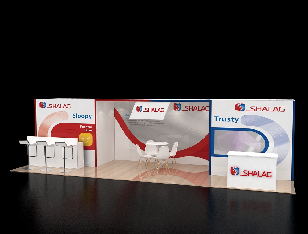Trade fair booth 10x30 with lightbox panels