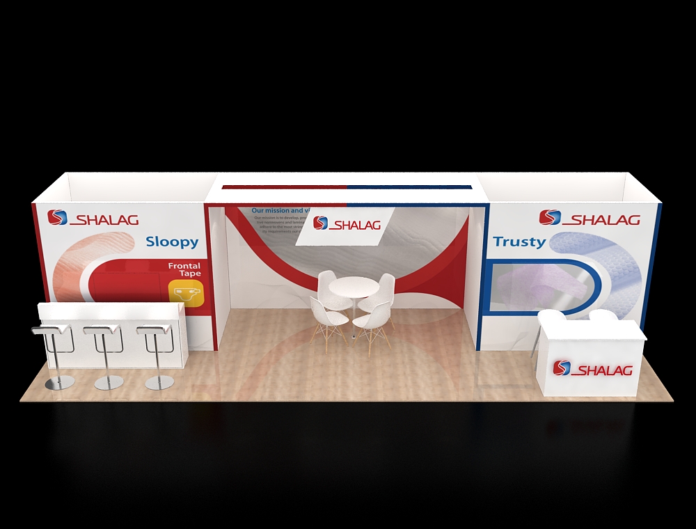 Trade fair booth 10x30 with lightbox panels