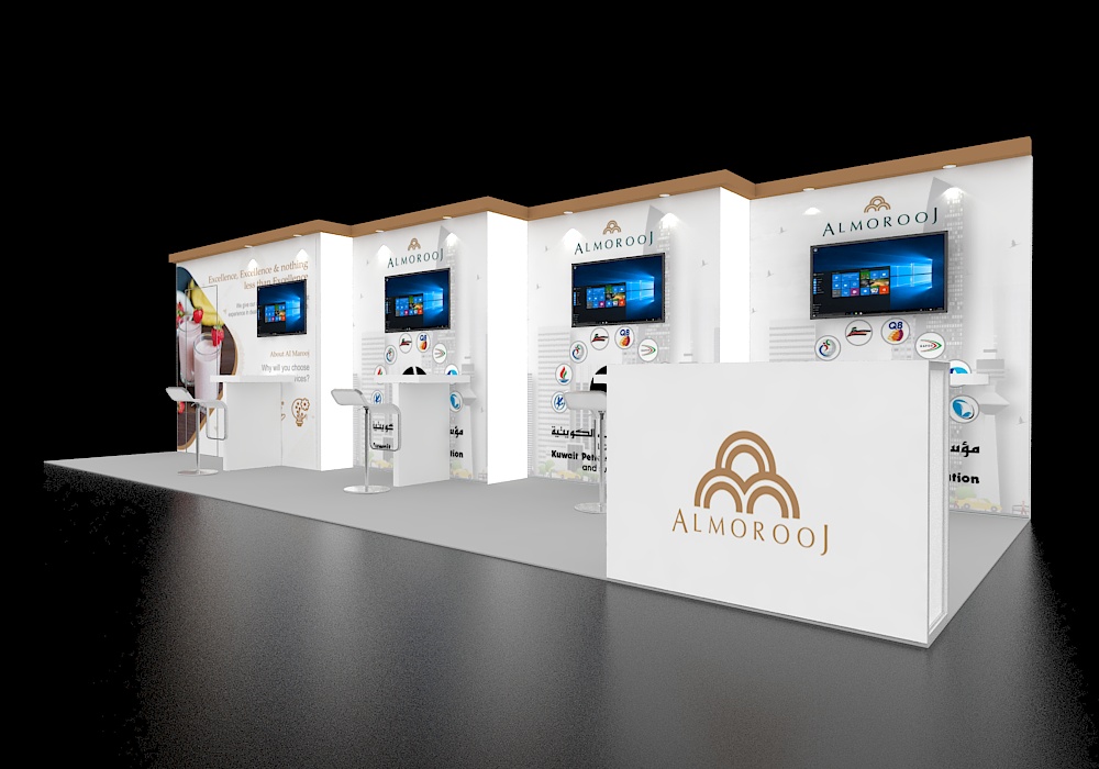 10x30 booth with branded canopy structure