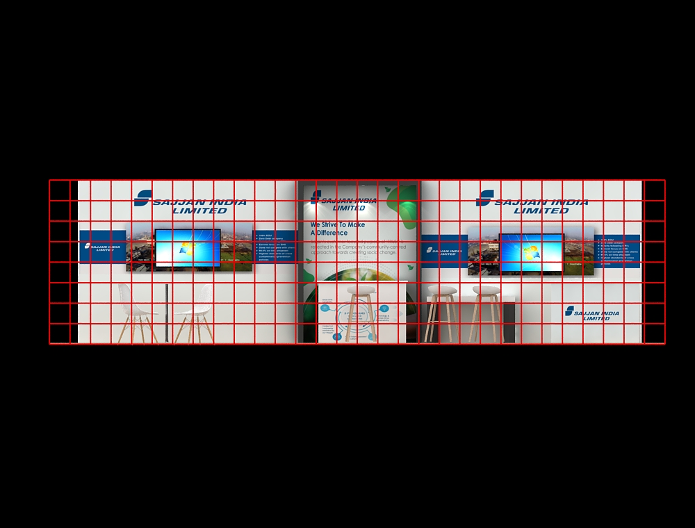 10x30 trade booth with three display towers