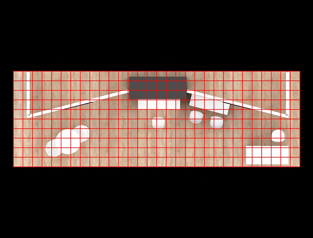 10x30 trade booth with three display towers