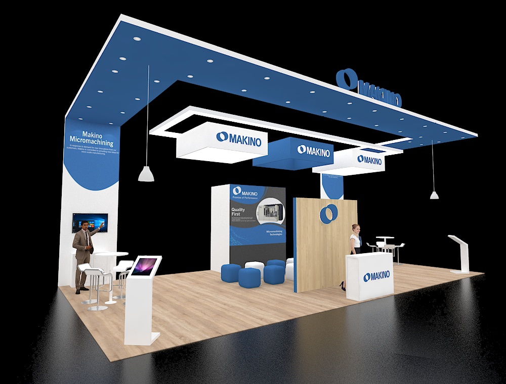 20x40 booth featuring product demo areas