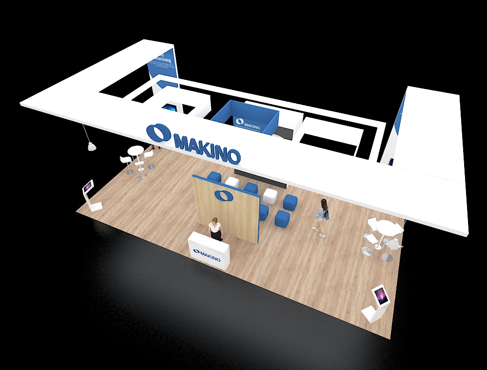 20x40 booth featuring product demo areas