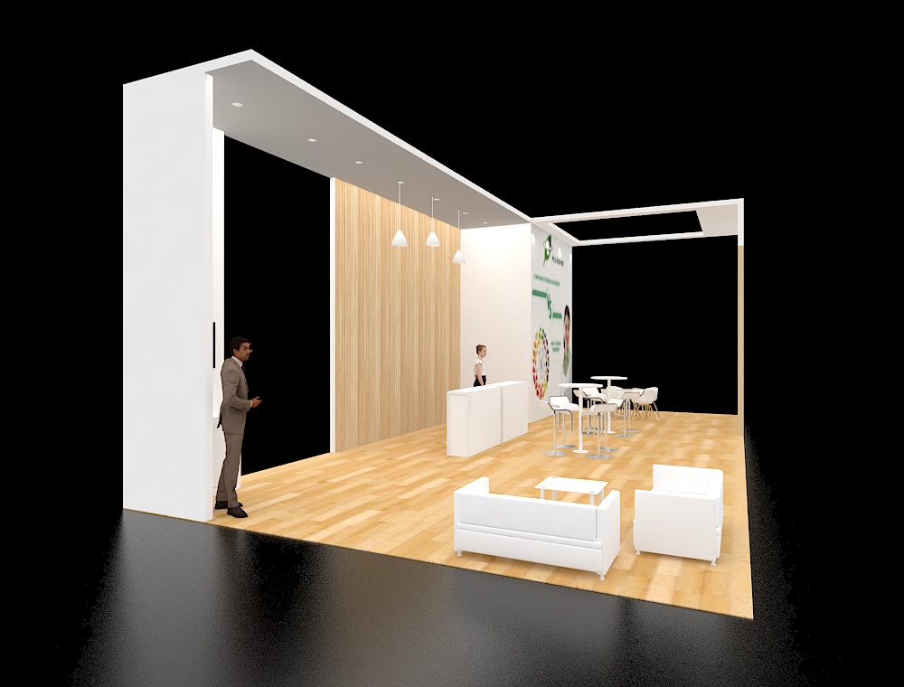 20x40 trade show booth with reception desk