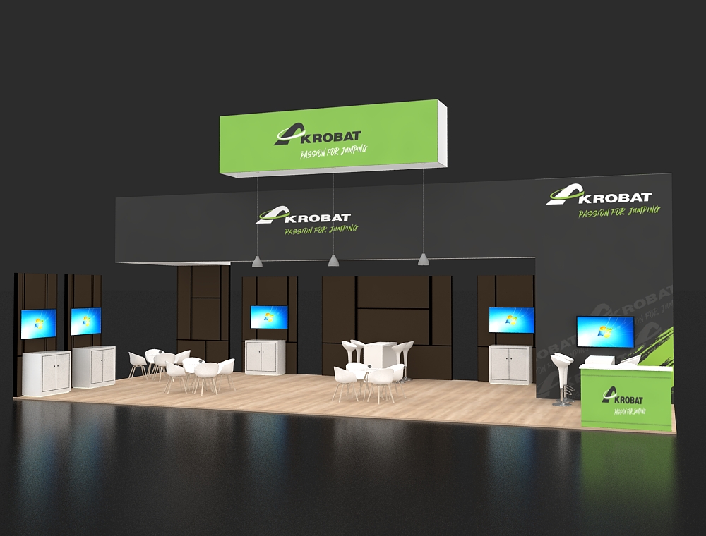 Custom 20x40 exhibit with marketing materials