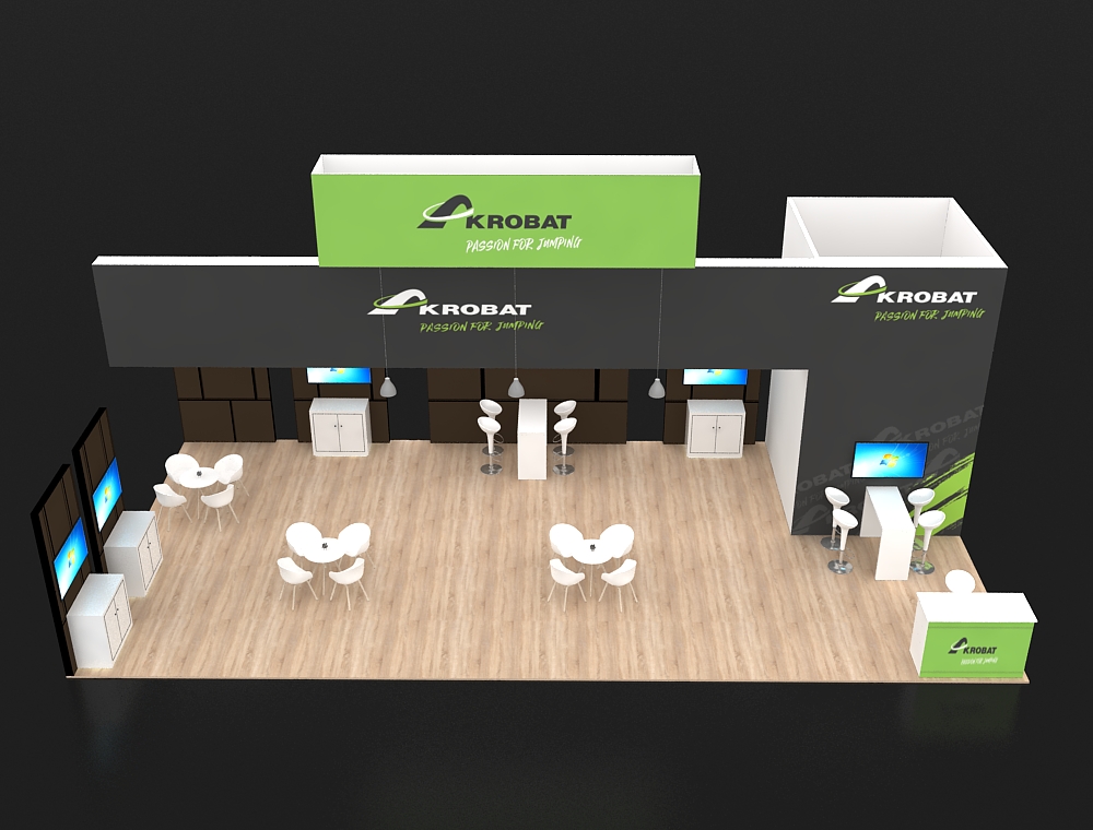 Custom 20x40 exhibit with marketing materials