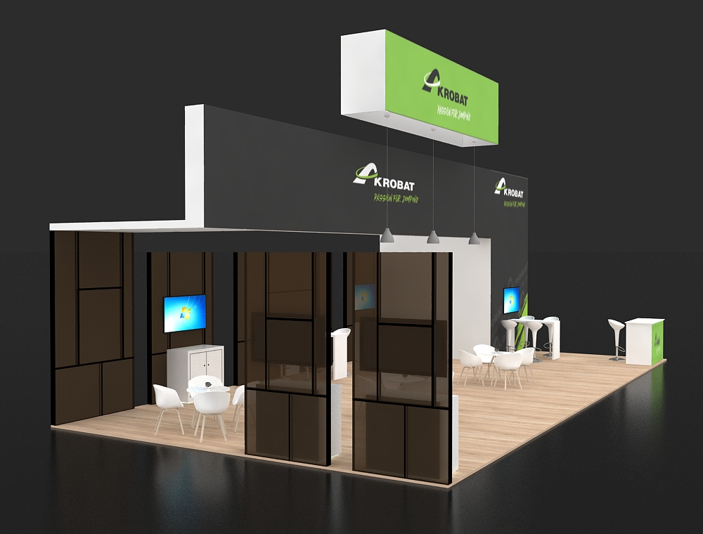 Custom 20x40 exhibit with marketing materials
