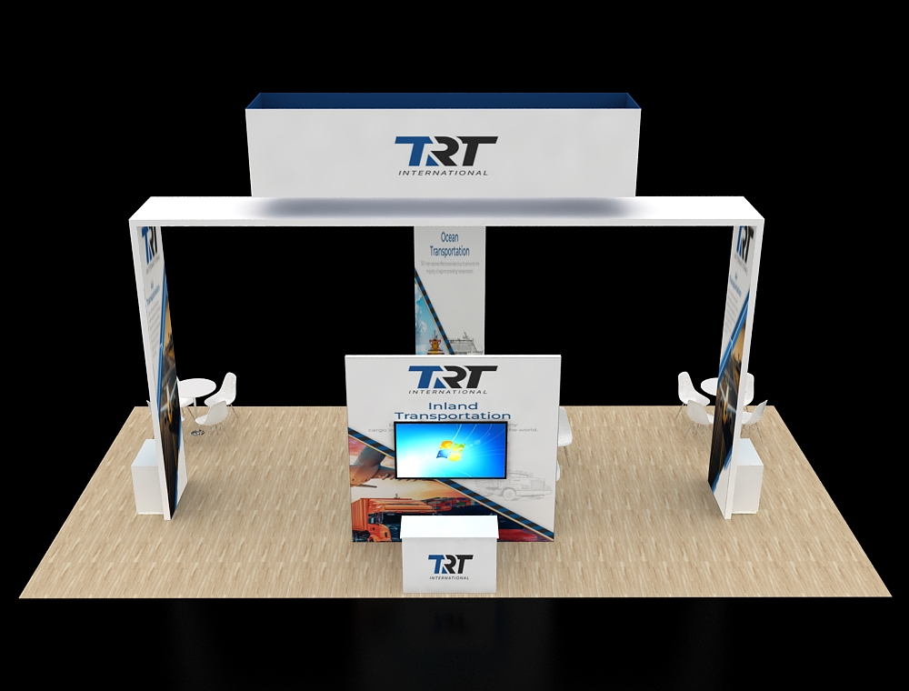 Premium 20x40 booth with visitor engagement area