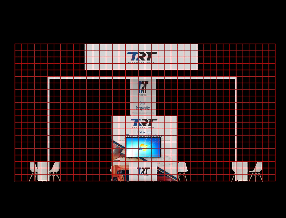 Premium 20x40 booth with visitor engagement area