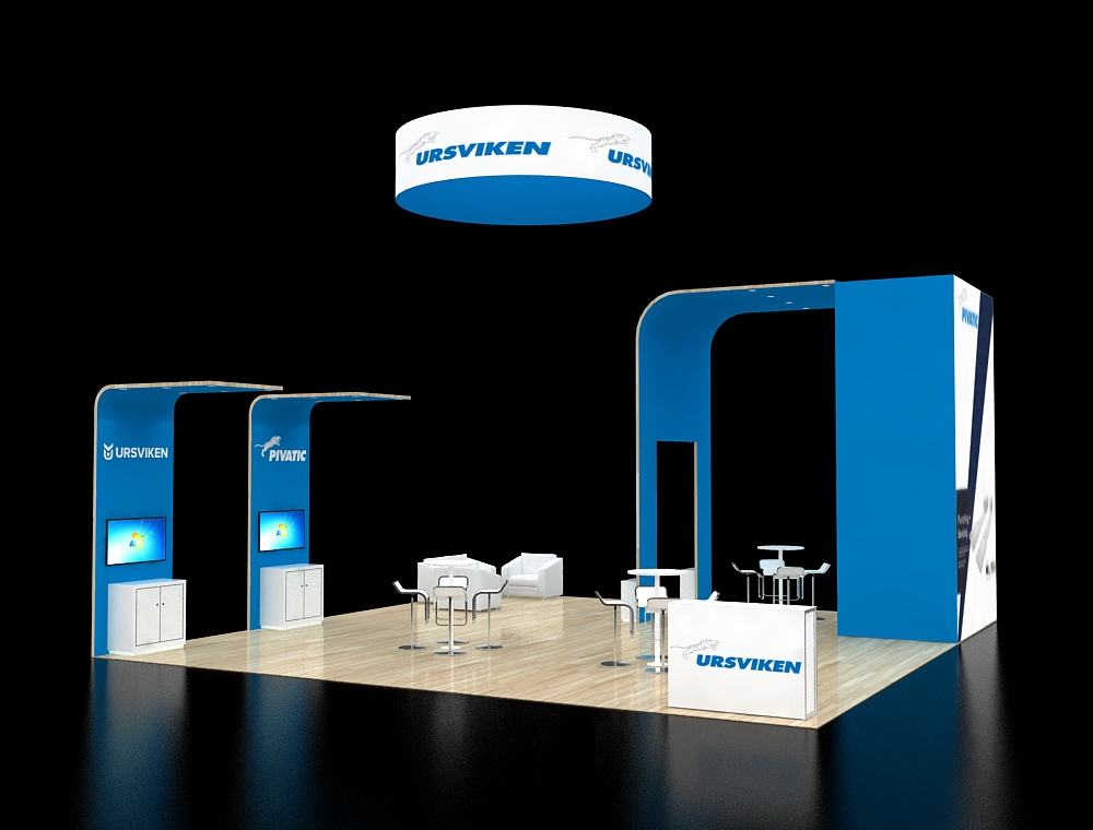 Exhibit 30x30 with corner LED product walls