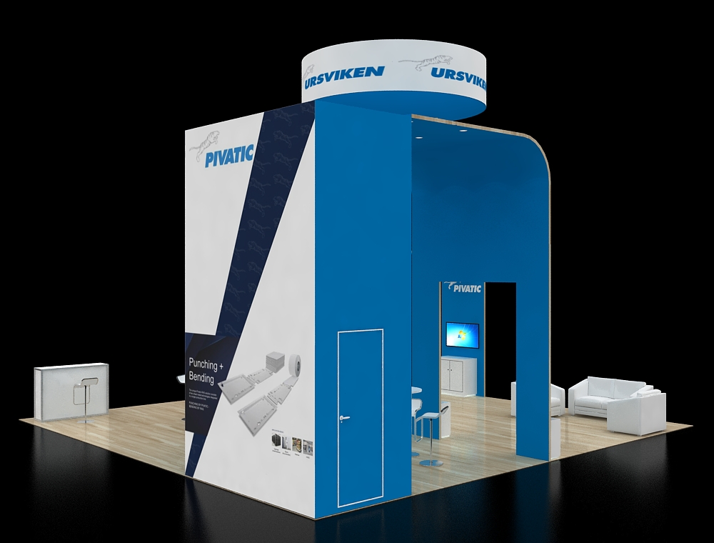 Exhibit 30x30 with corner LED product walls