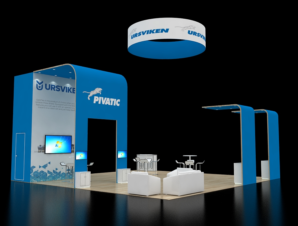 Exhibit 30x30 with corner LED product walls