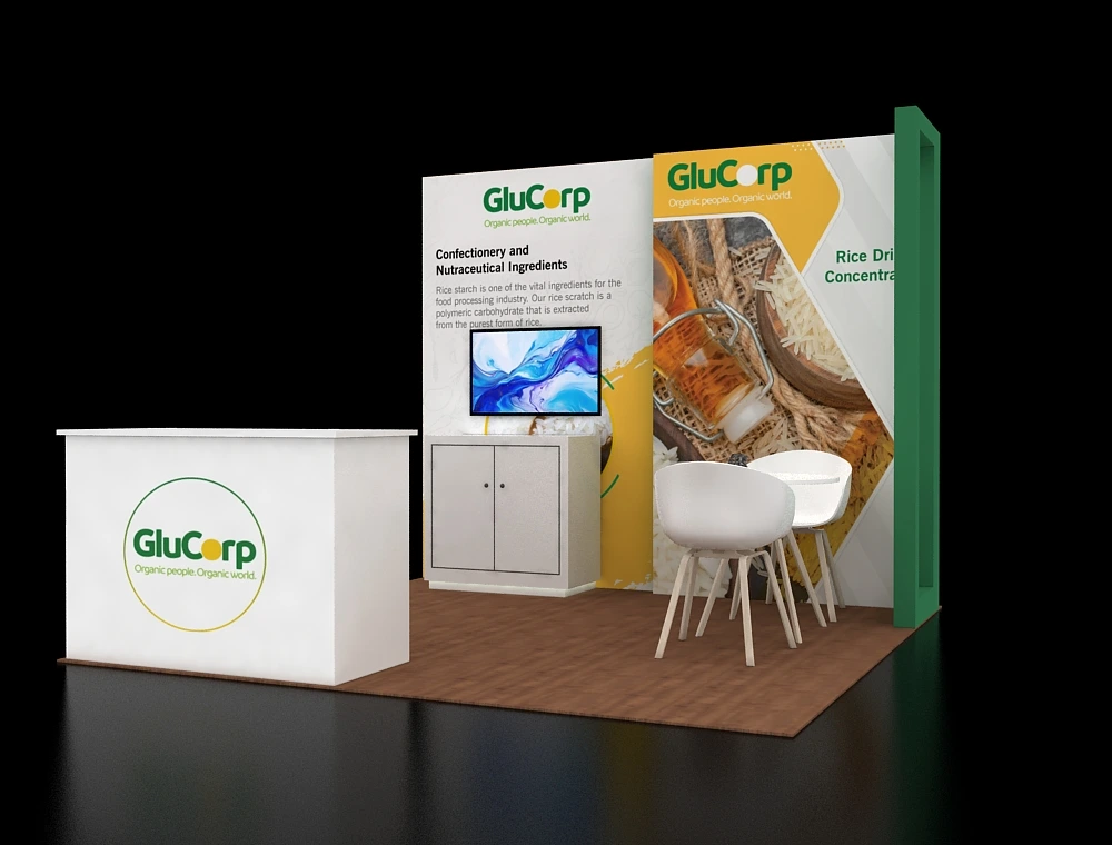10×10 display booth with graphic wraps