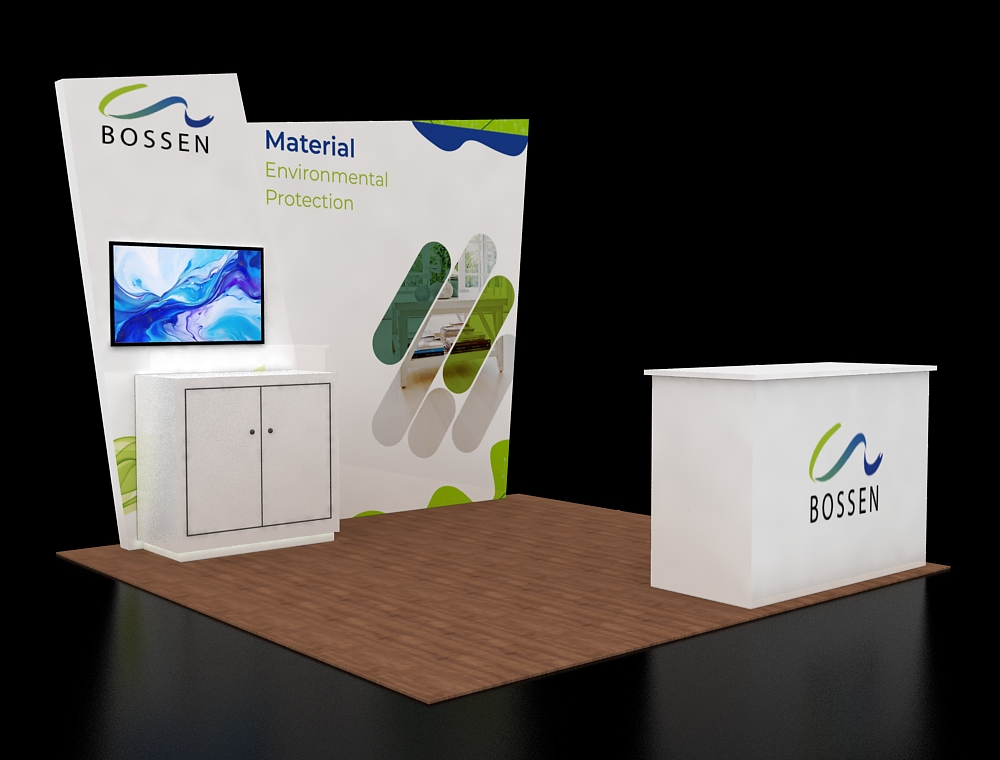 10×10 booth layout with meeting area