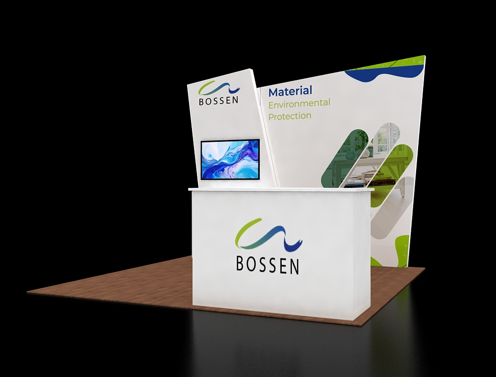 10×10 booth layout with meeting area