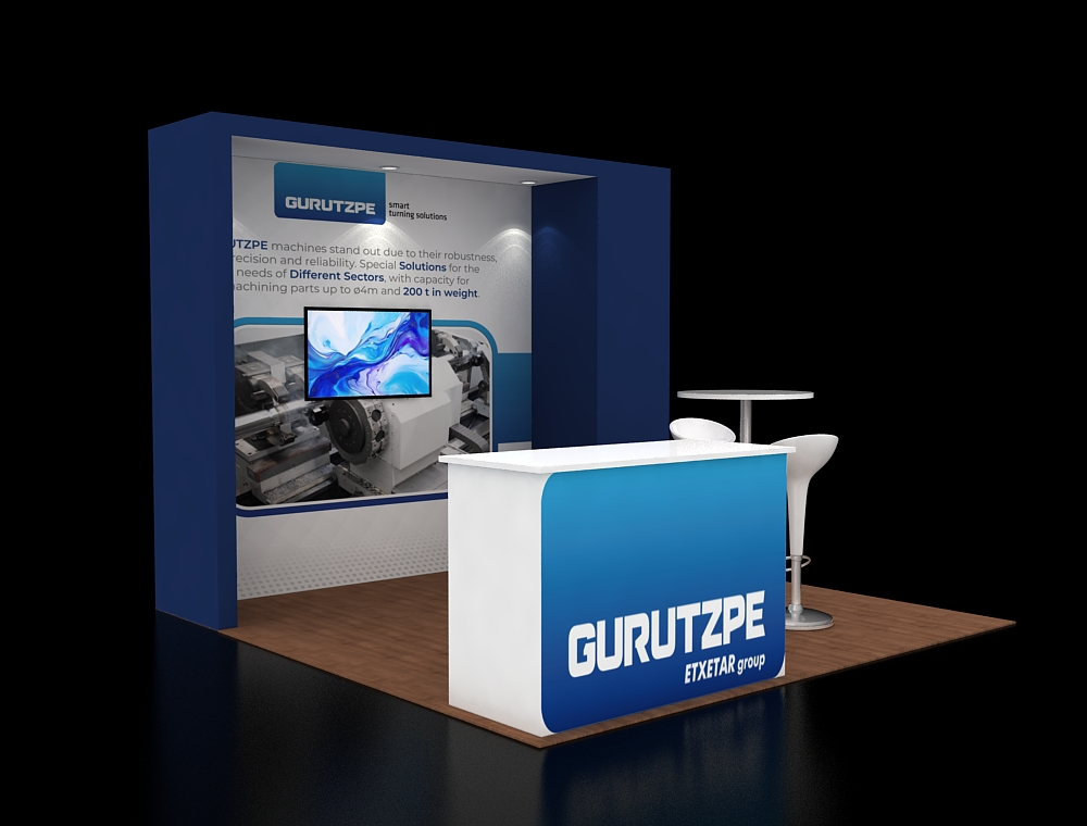 Trade show exhibit 10×10 with bold artwork backdrop