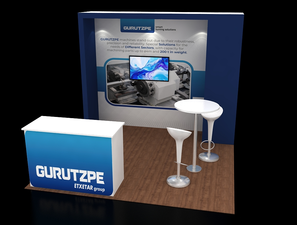 Trade show exhibit 10×10 with bold artwork backdrop