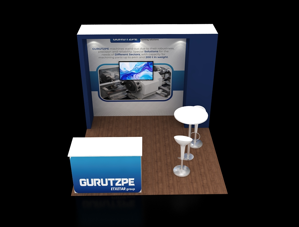 Trade show exhibit 10×10 with bold artwork backdrop