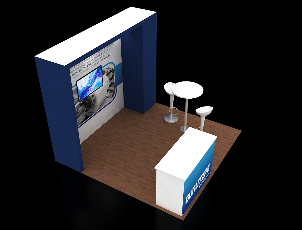 Trade show exhibit 10×10 with bold artwork backdrop