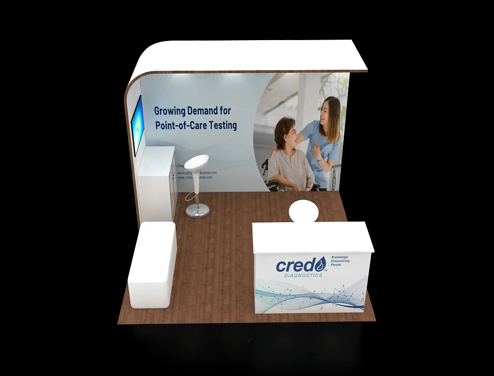 10×10 trade-show booth with central back wall graphic