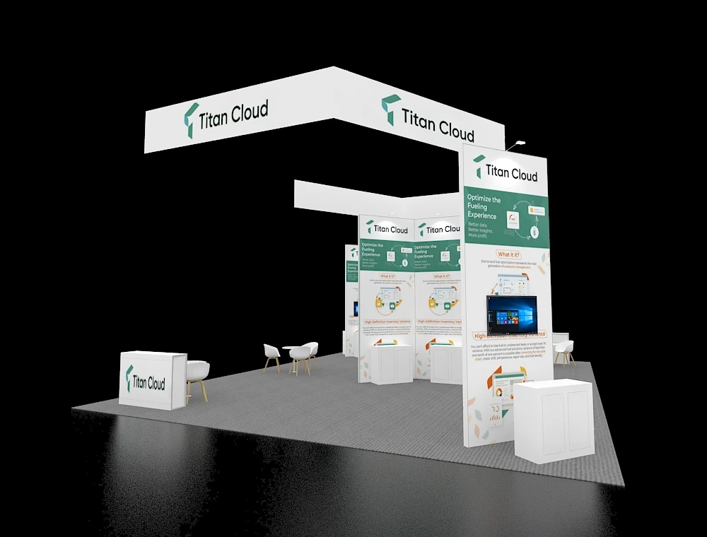 Booth with multiple product demo stations