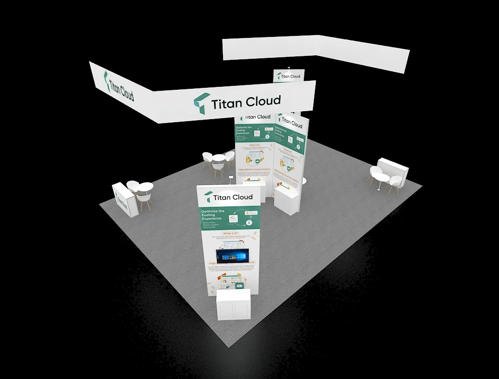 Booth with multiple product demo stations