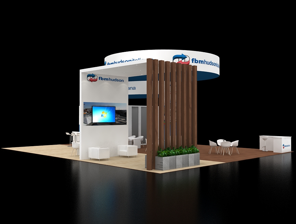 Spacious 40x50 booth with product showcases