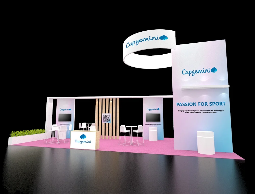 Professional 20x40 booth with interactive zones